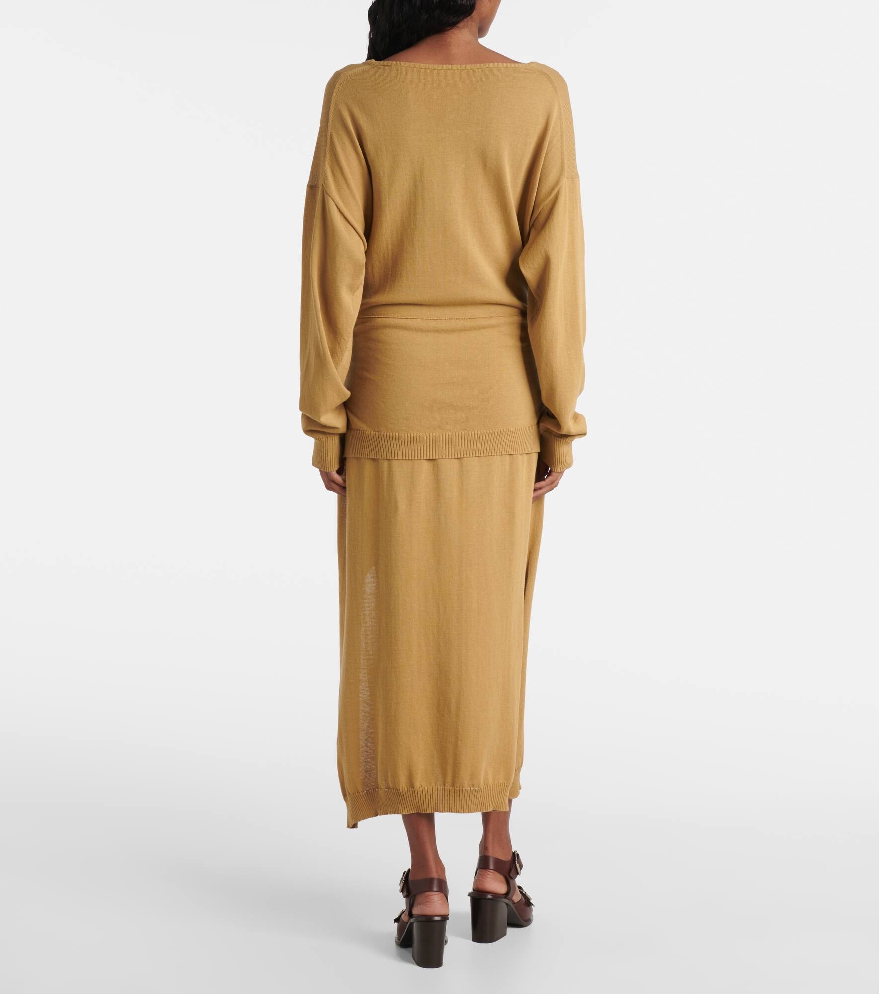 Trompe-l'œil cotton midi dress - 3