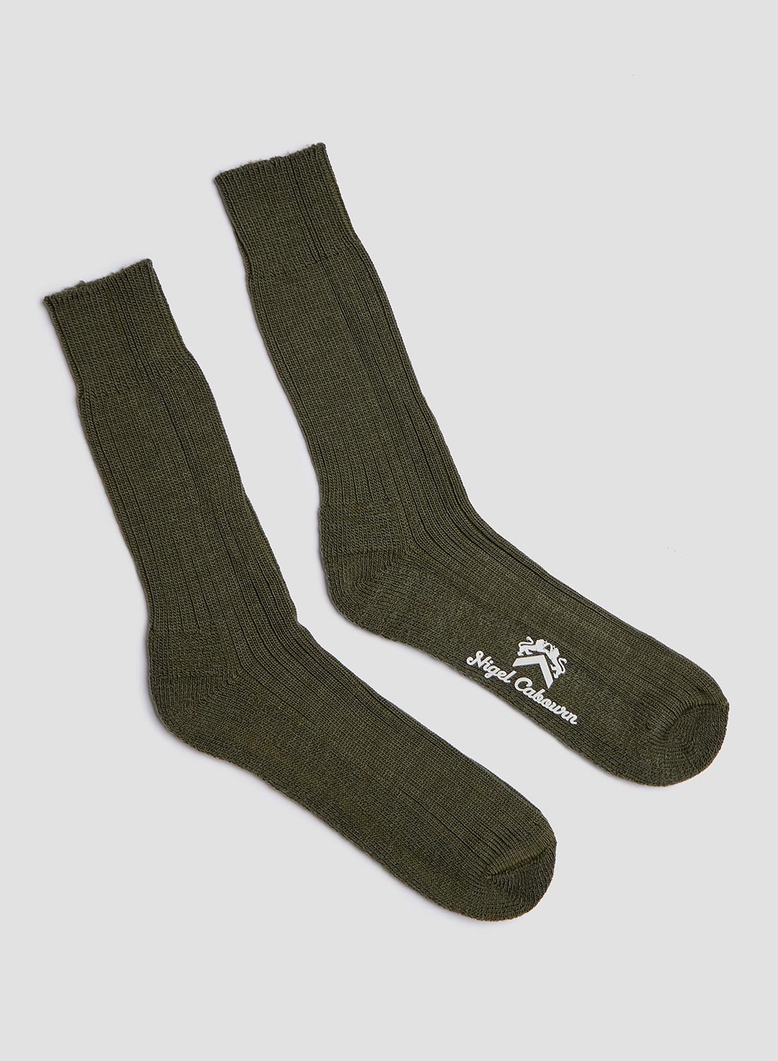 Wool Cushion Sole Crew Sock in Olive - 2