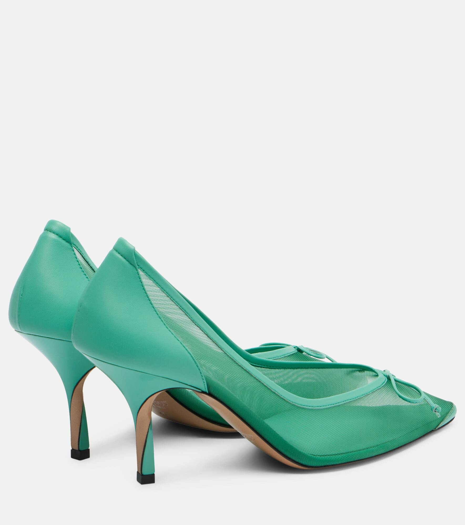 Tourni 80 leather-trimmed mesh pumps - 2