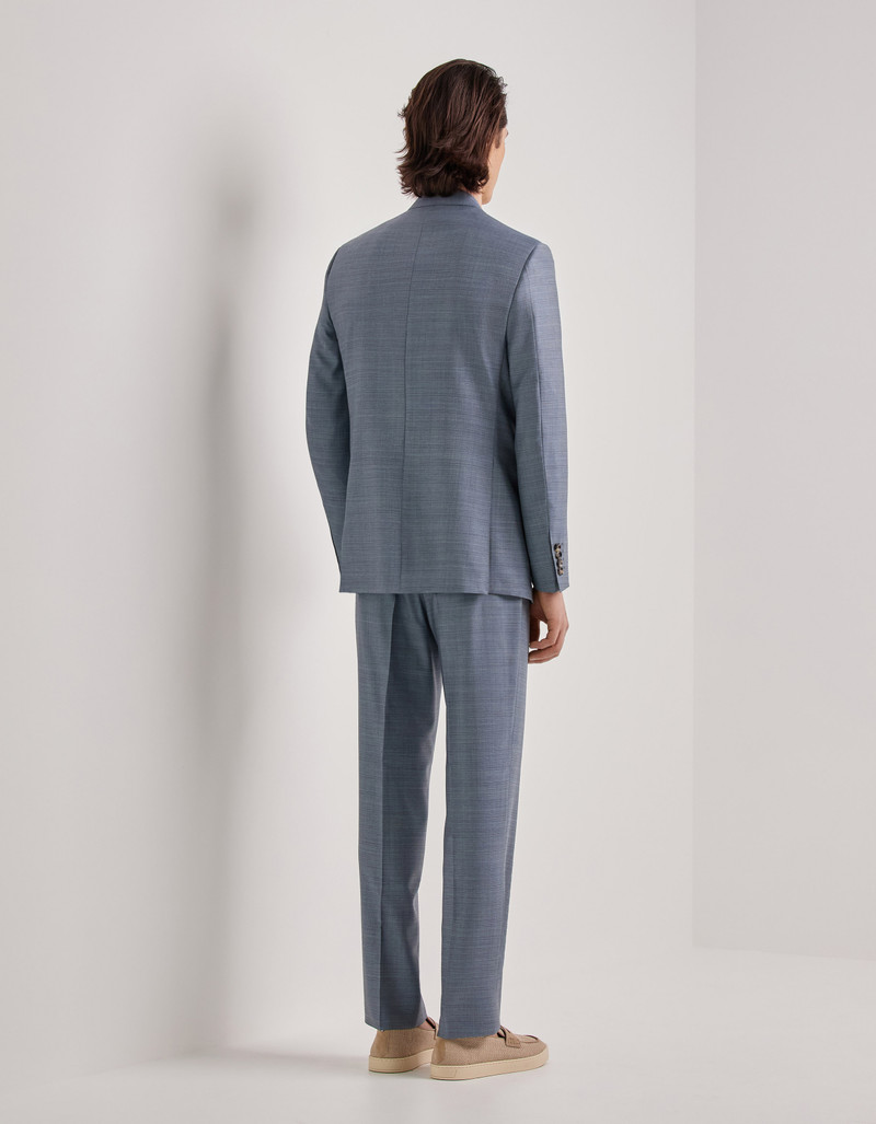 BRIANZA GREEN DENIM-EFFECT WOOL REGULAR-FIT SUIT 4