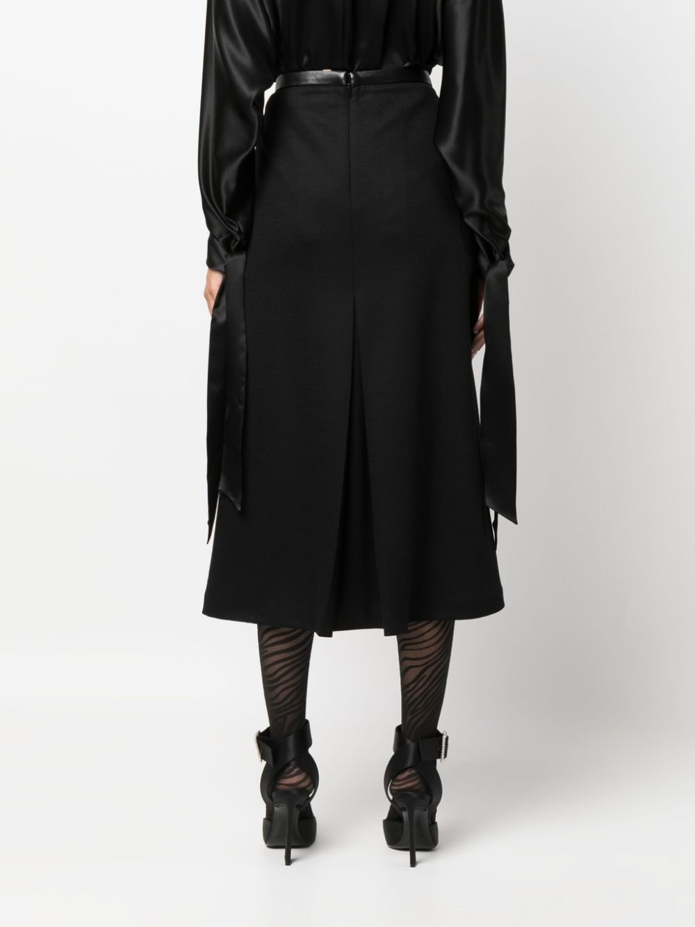 pleat-detail wool-blend midi skirt - 4