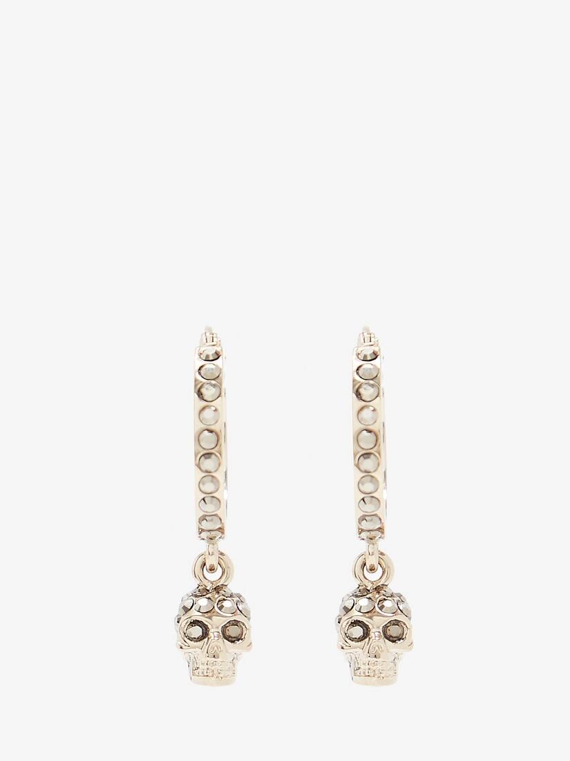 Women's Skull Mini Creole Hoop Earrings in Light Gold - 1