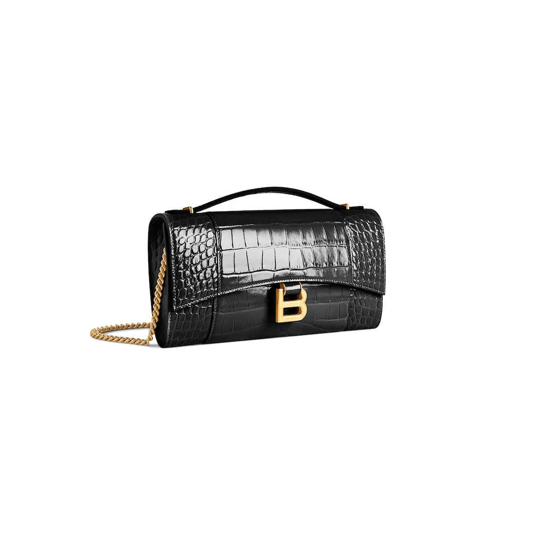 Women's Hourglass Pochette With Chain in Black - 2