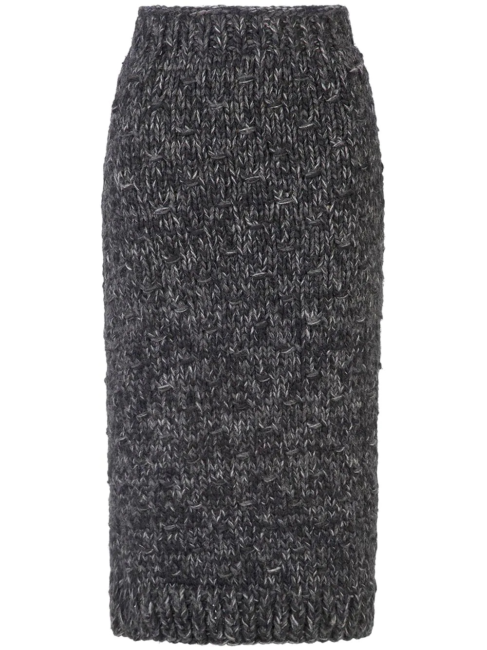 high-waist knitted midi-skirt - 1