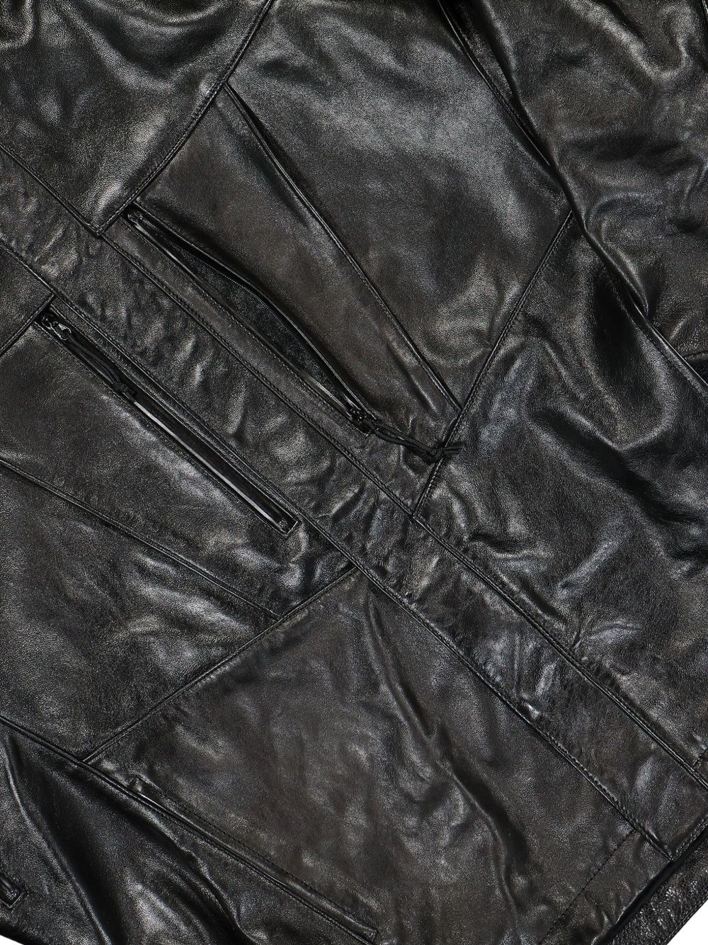 panelled leather jacket - 3