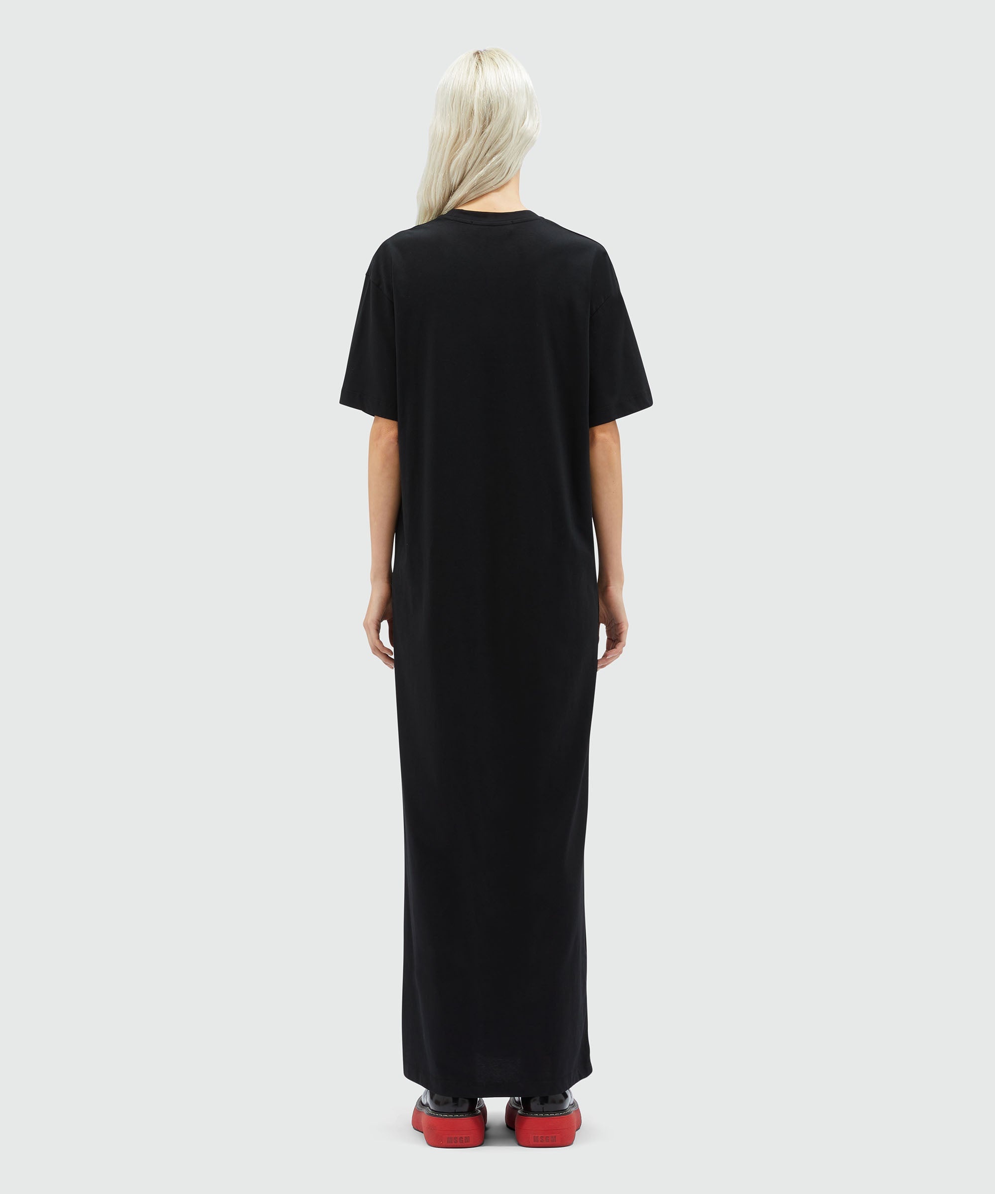 Long jersey T-shirt dress with micro logo - 3