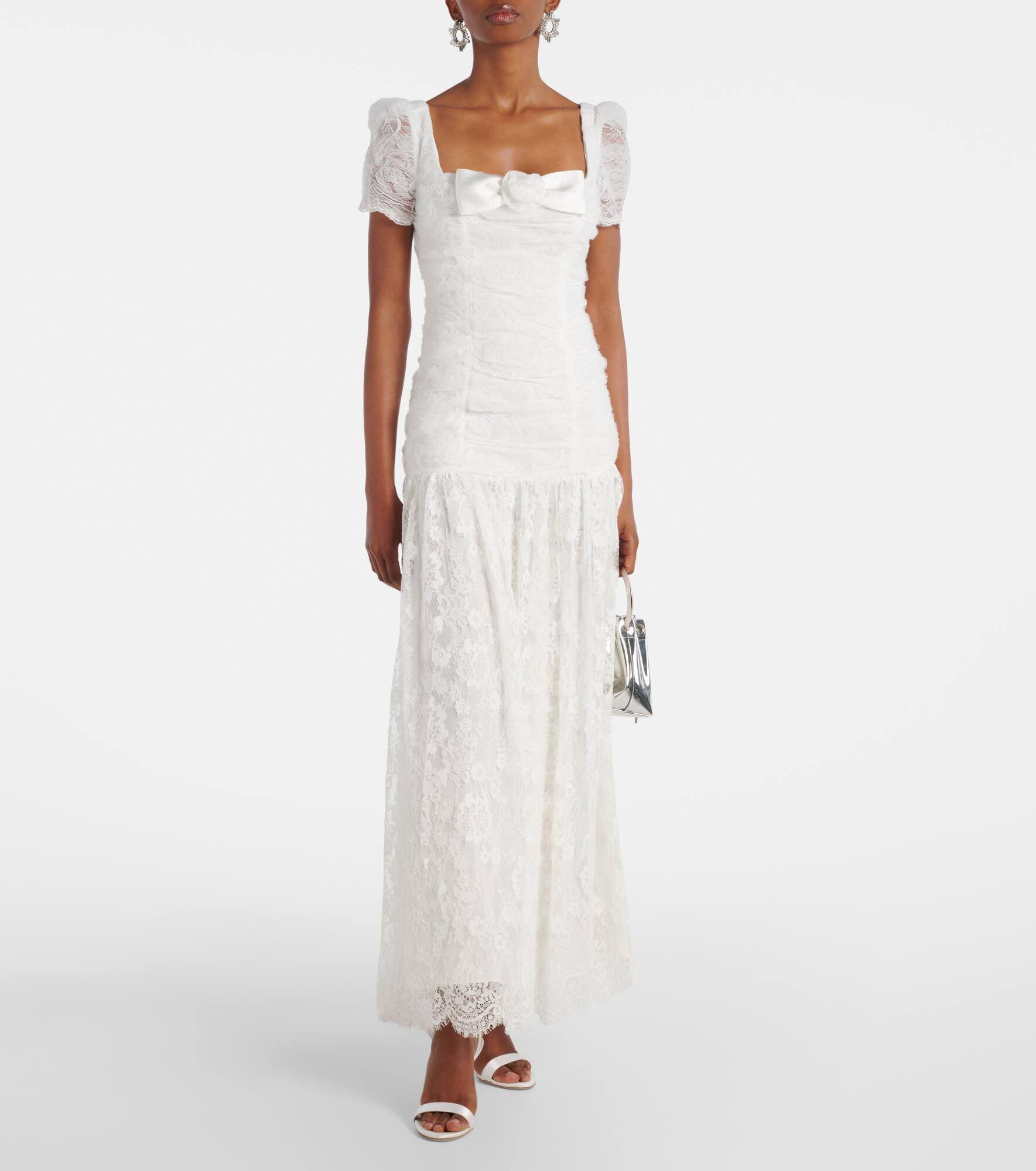 Ruched lace and tulle maxi dress - 2