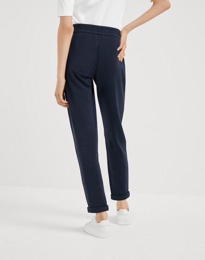 Brunello Cucinelli Cotton and silk interlock trousers with shiny pocket detail outlook