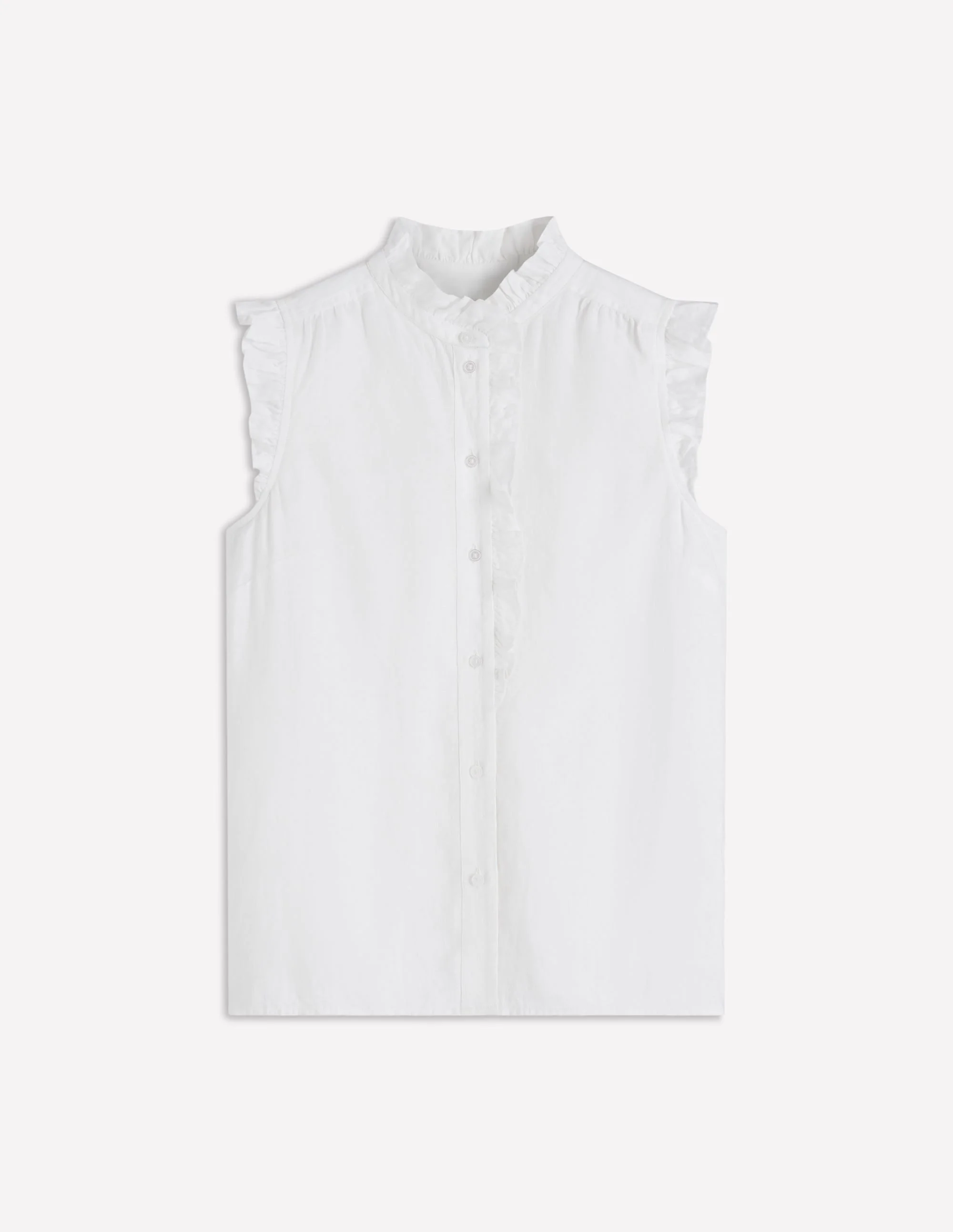 Isabel Sleeveless Linen Top-White - 1