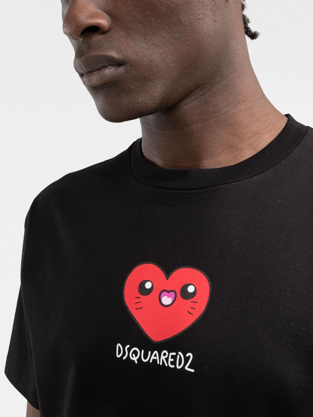 heart-motif logo cotton T-shirt - 5