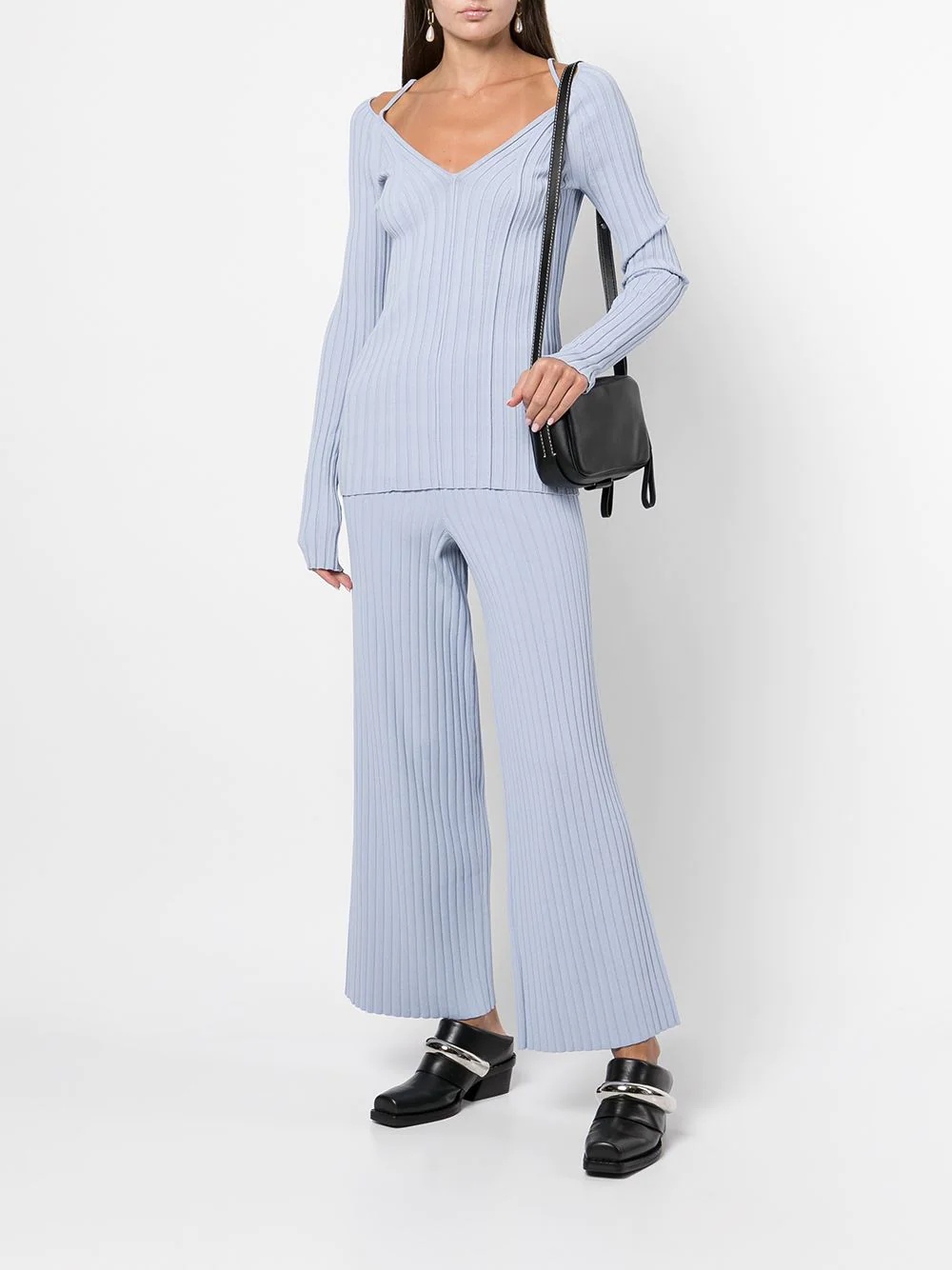 lightweight ribbed-knit trousers - 2