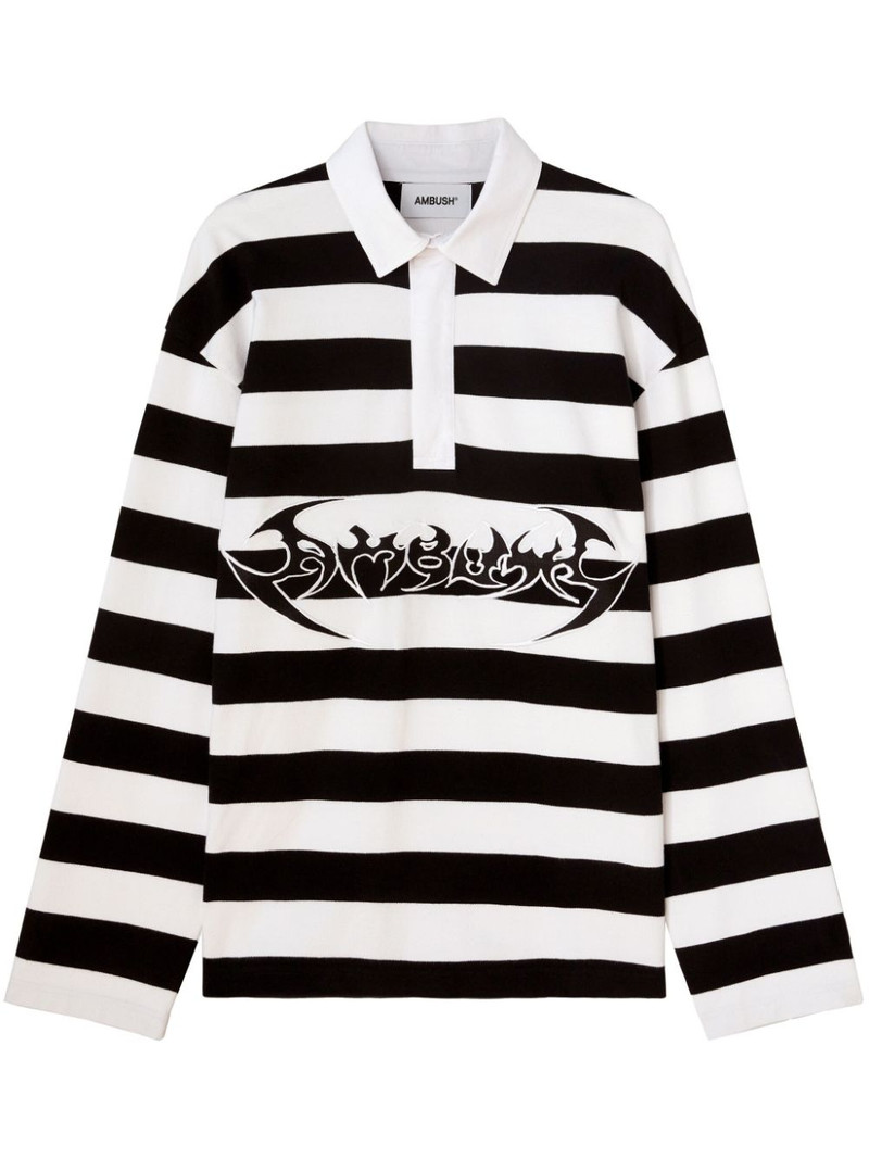 logo-print striped polo shirt 1