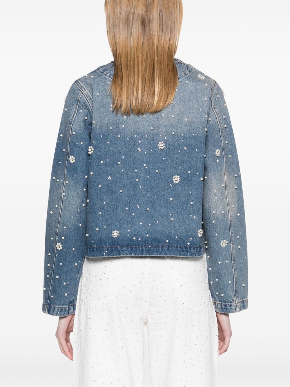crystal-embellished denim jacket - 4