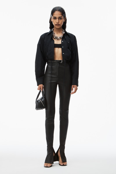 Alexander Wang double layered cropped shirt in compact cotton with tie waistband outlook