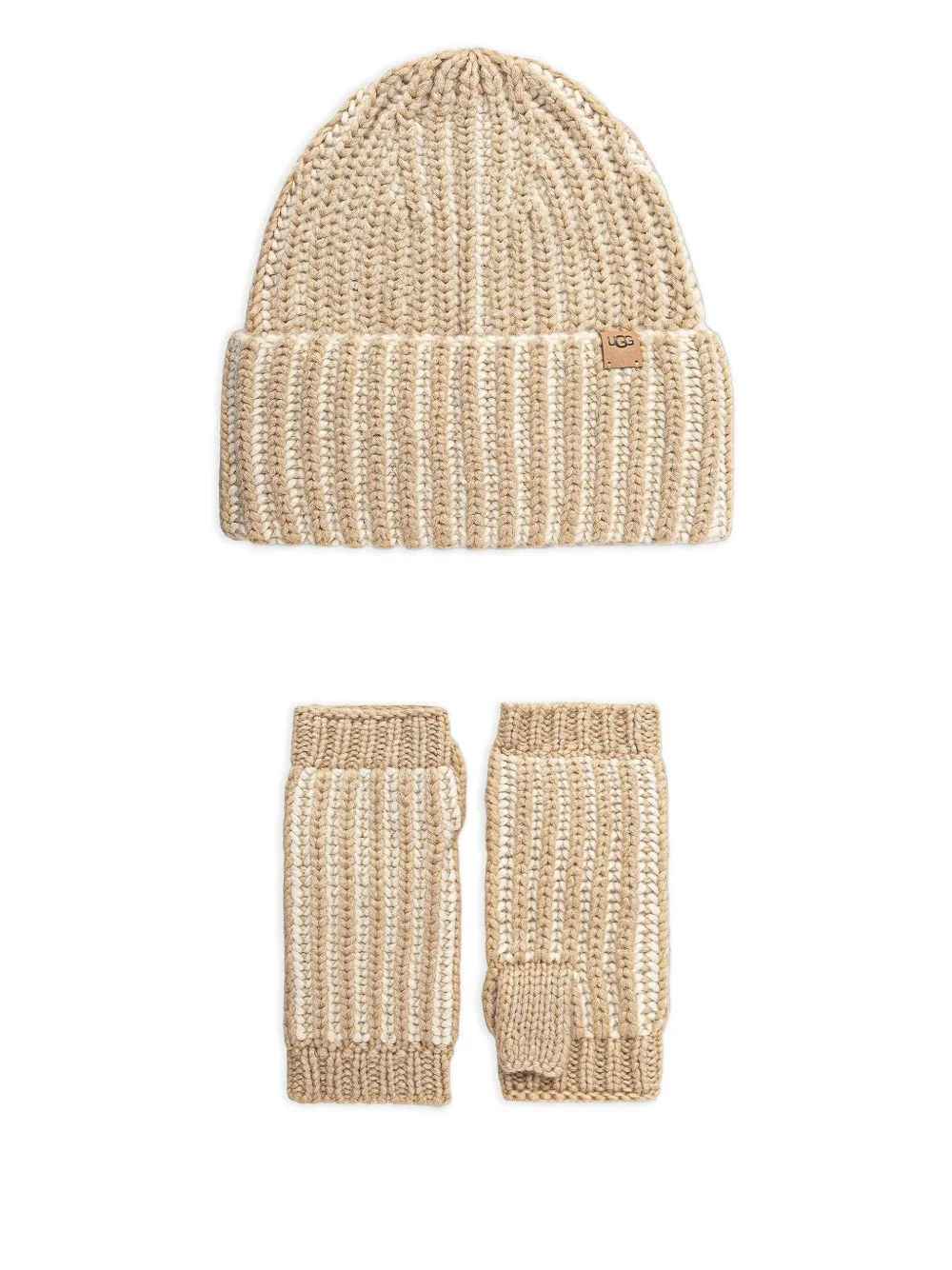 ribbed logo-patch beanie set - 1