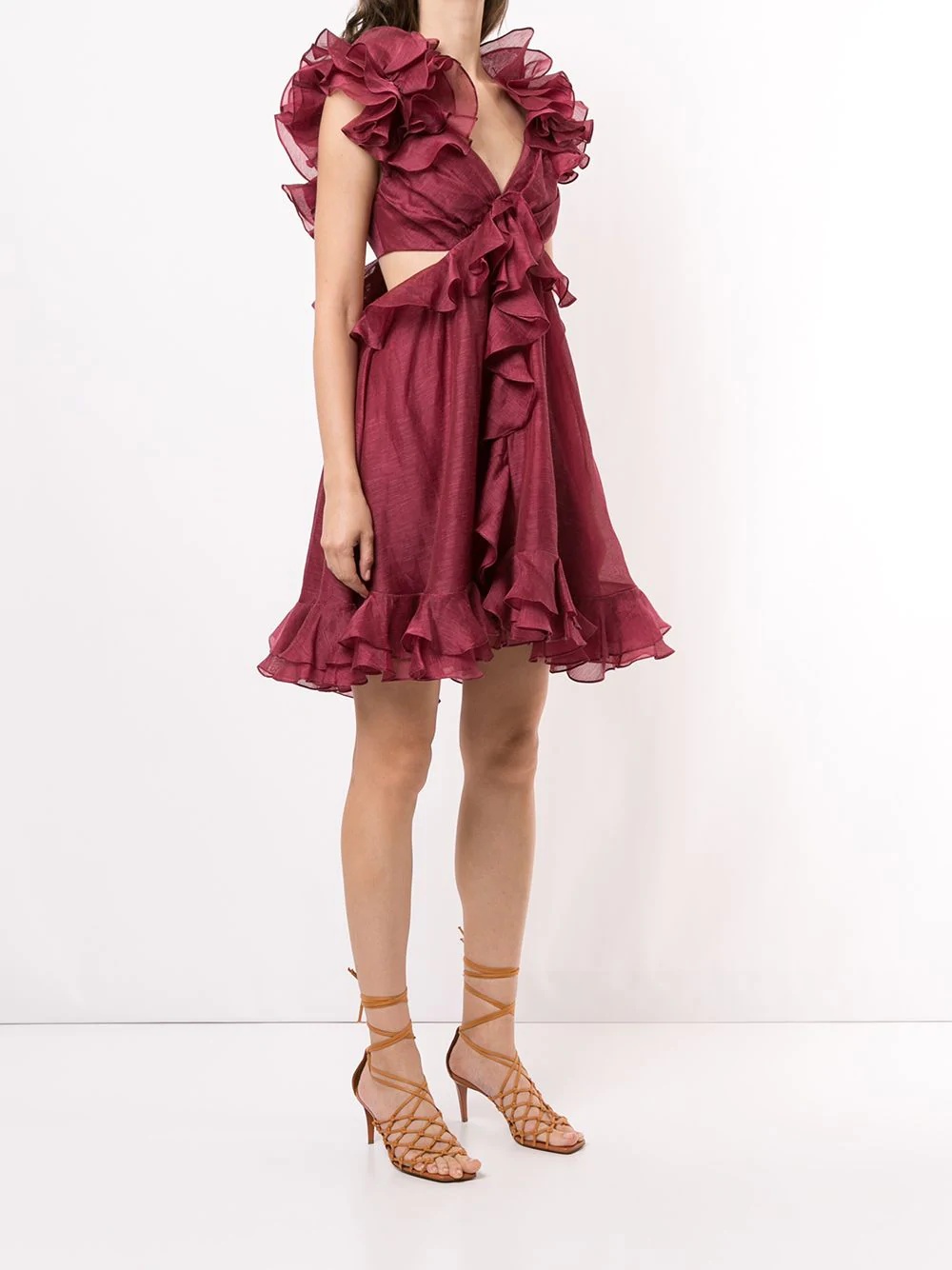 ruffled cut-out dress - 3