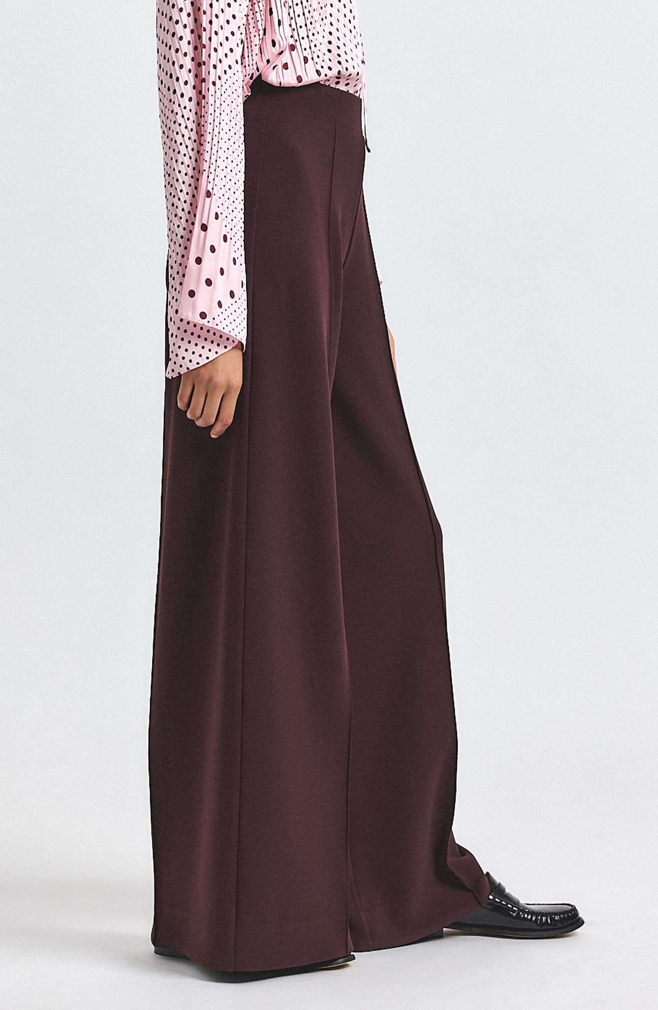 Derek Lam 10 Crosby Tempset Pleated Wide Leg Pants in Dark Cherry at Nordstrom - 3