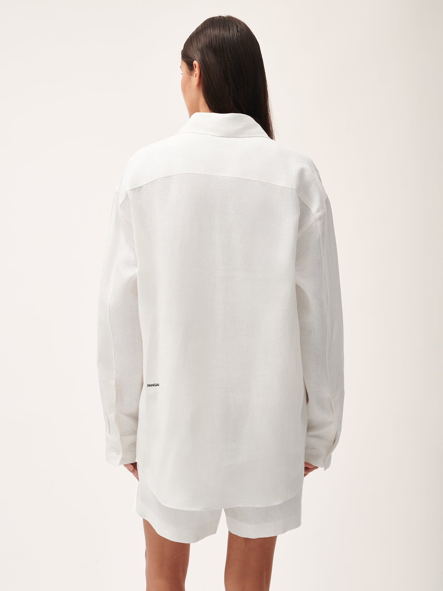 Womens DNA Aloe Linen Collared Long Sleeve Shirt - Off-White - 3