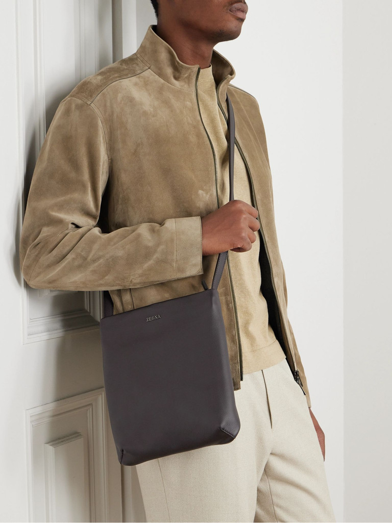 ZEGNA SECONDSKIN Leather Messenger Bag Dark brown outlook