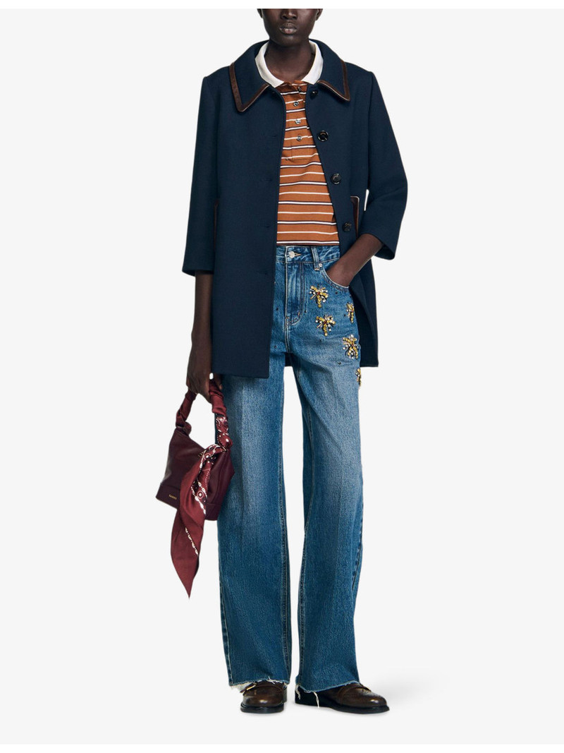 Sandro Rhinestone-Embellished Mid-Rise Jeans outlook