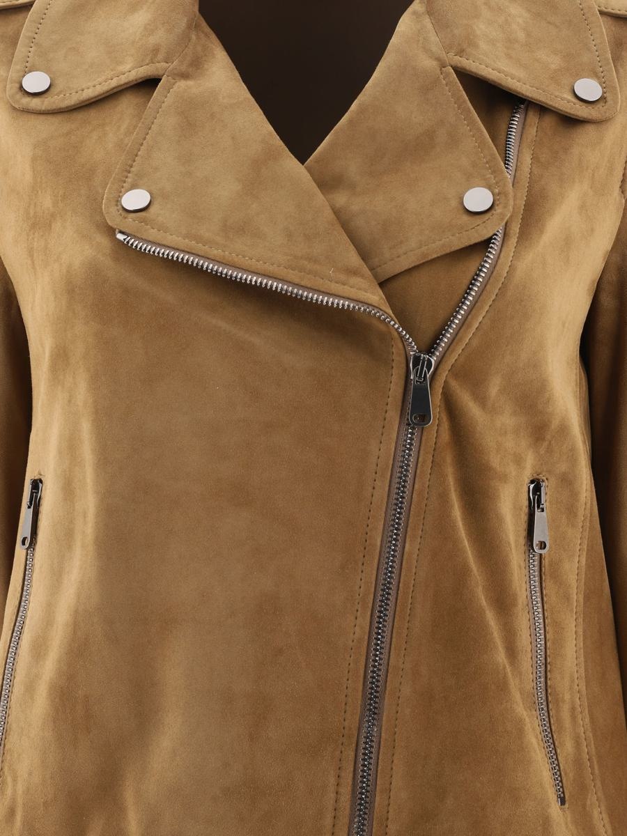 BRUNELLO CUCINELLI SUEDE BIKER JACKET WITH MONILI - 3