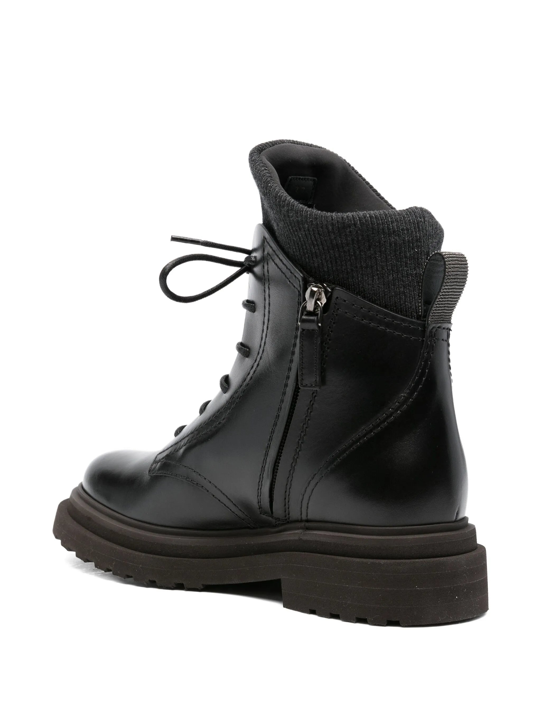 Brunello Cucinelli Lace-up Ribbed-knit Boots - 4