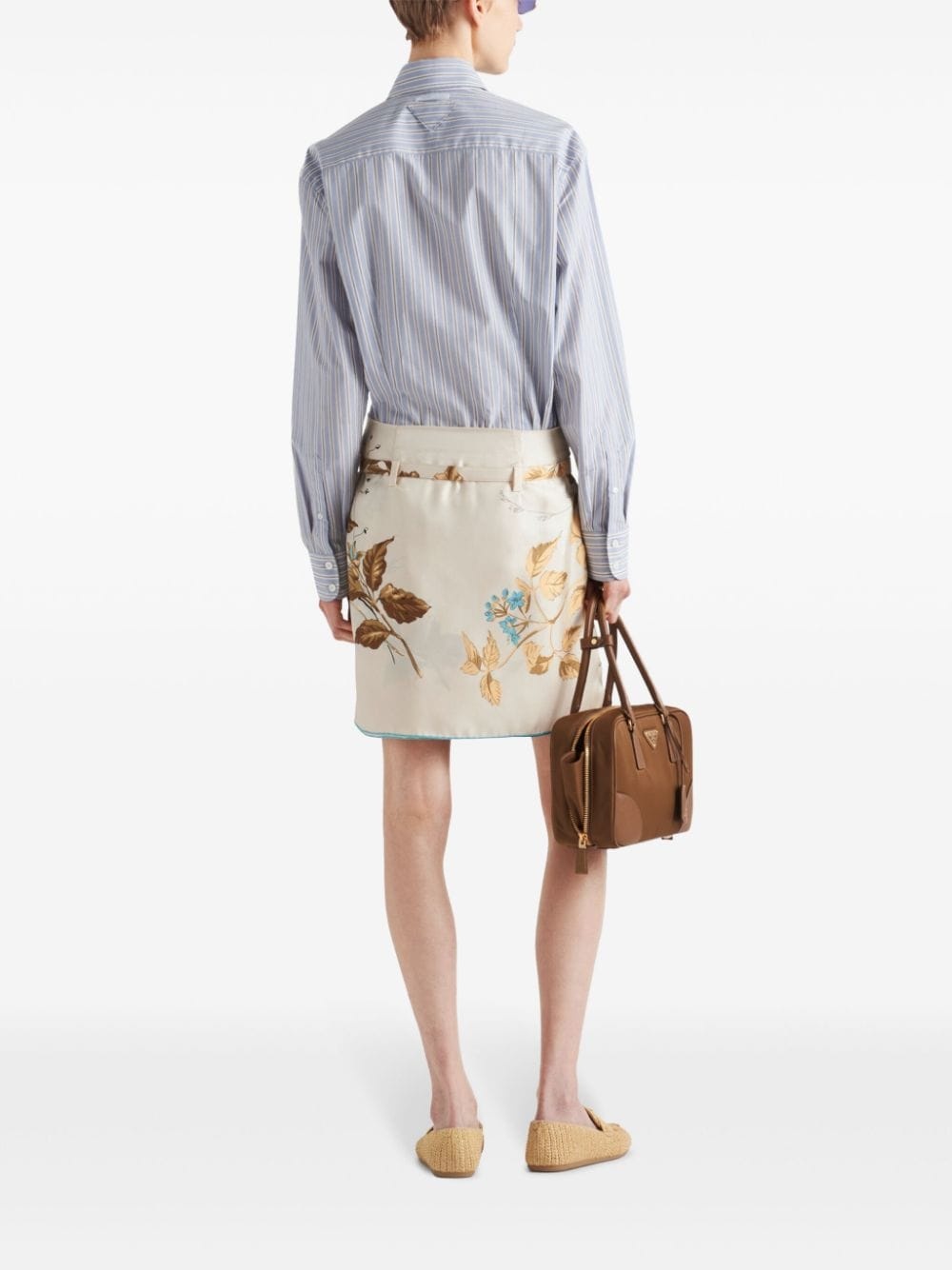 floral-print silk skirt - 3