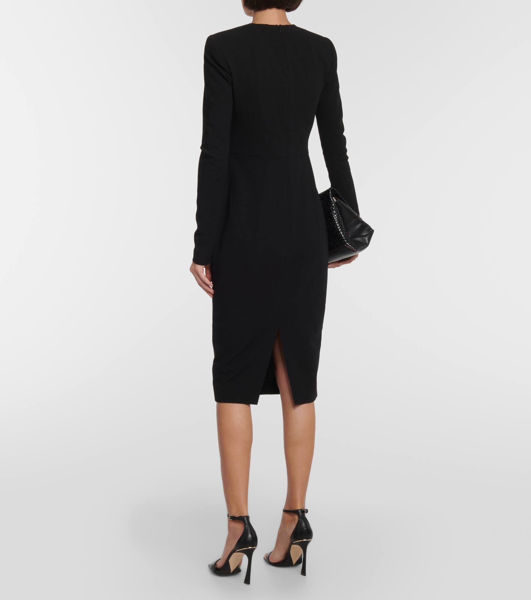 Wool crepe midi dress - 3