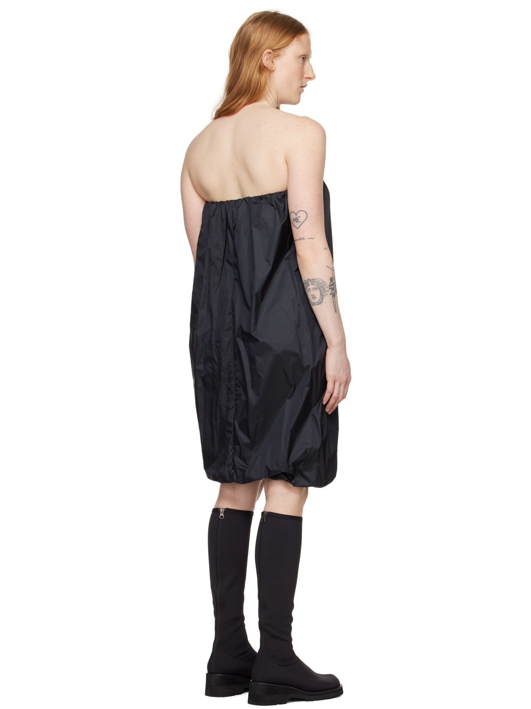 Black Shirred Mini Dress - 3