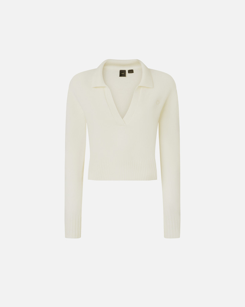SHORT CASHMERE-BLEND SWEATER WITH COLLAR - 1