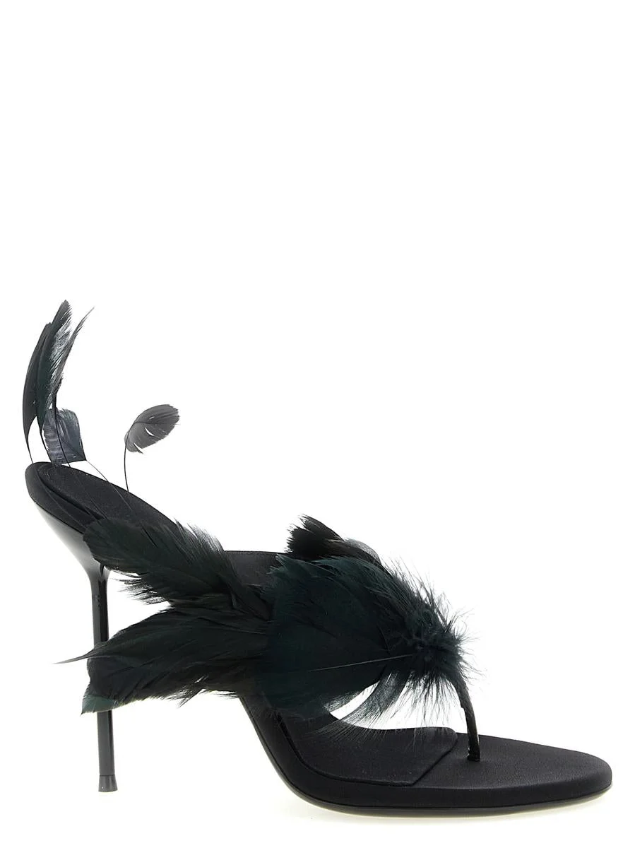 Paris Texas 'Lidia Feather Thong' Mules - 1