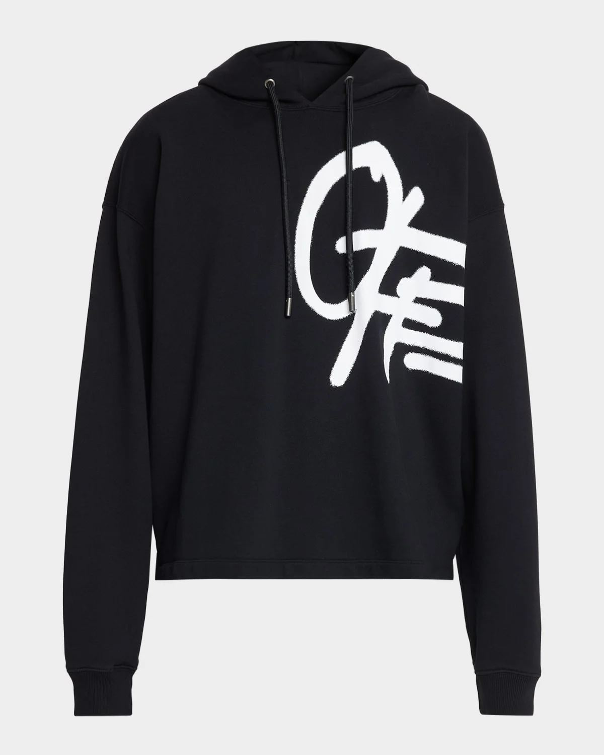 Men's Graffiti Logo Oversized Cotton Hoodie - 1
