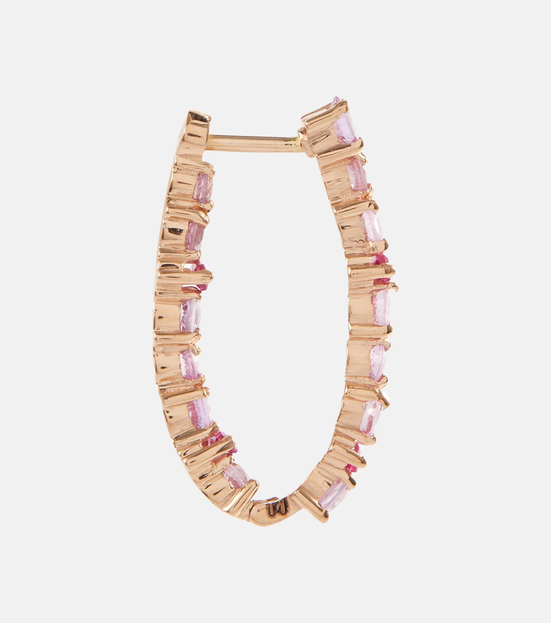 Rivulet 18kt gold hoop earrings with sapphires and rubies - 4