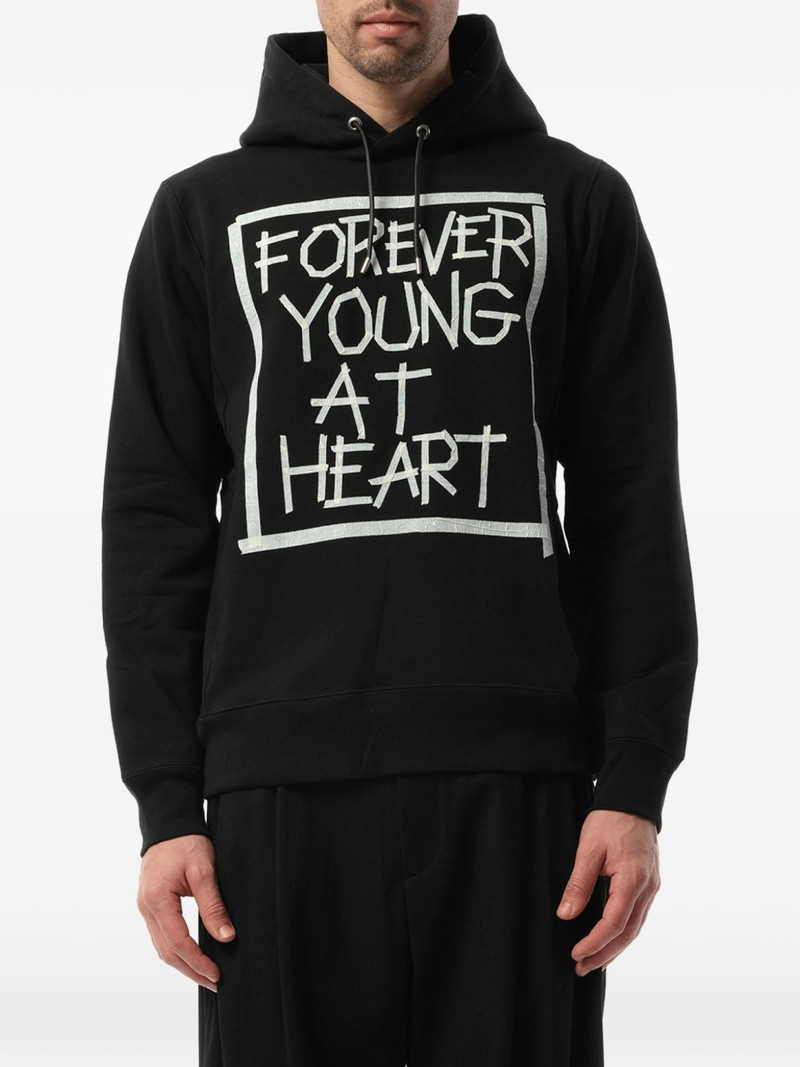 slogan-print drawstring hoodie 1