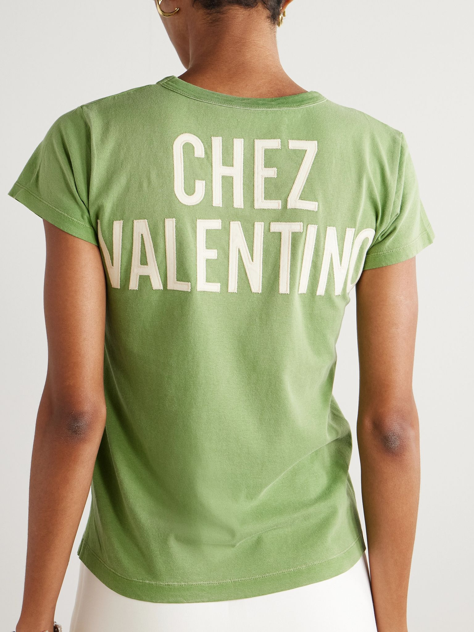 Panther 60 Lady printed appliquéd cotton-jersey T-shirt Green - 4