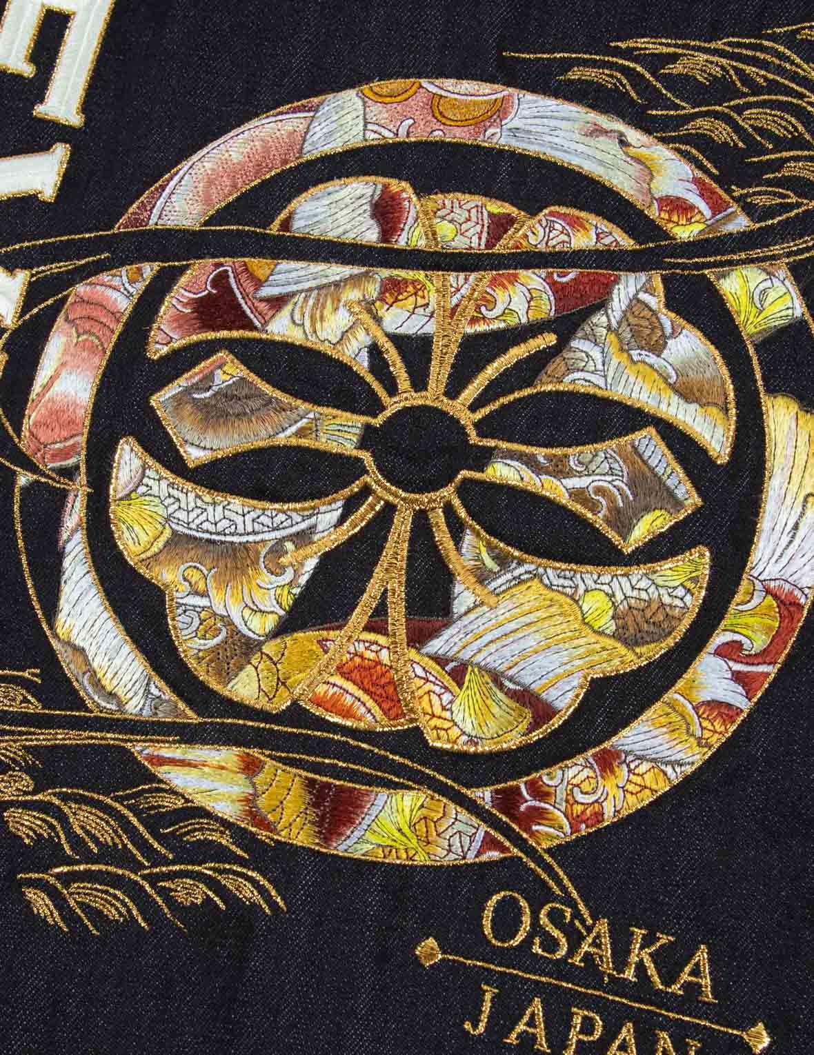KOI-PATTERN KAMON AND LOGO EMBROIDERY DENIM JACKET - 10