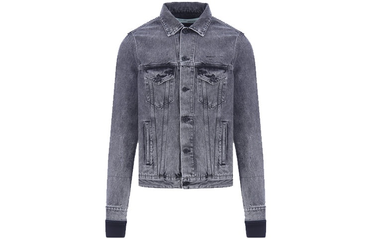Off-White Pattern Arrow Printing Splicing Pattern Denim Jacket Gray OMYE019G20DEN0010888 - 2