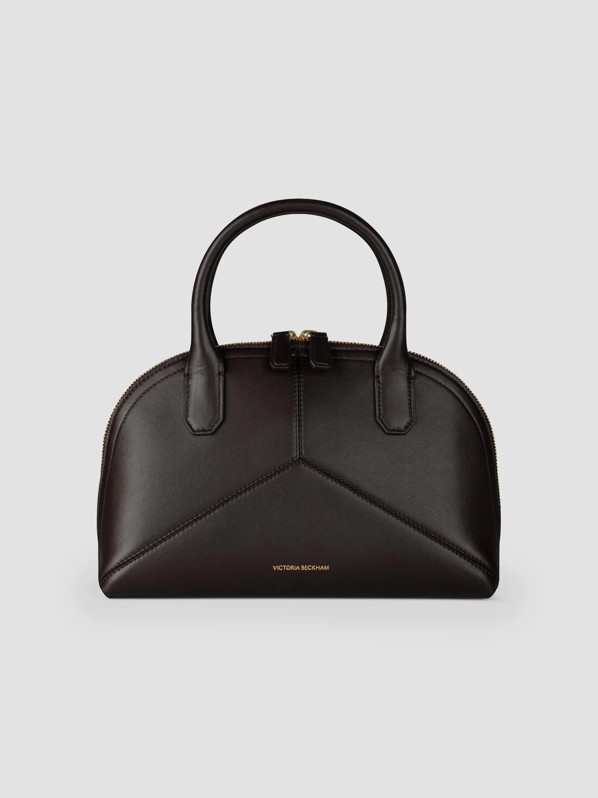 Women's Small Leather Top Handle Bag - Coffee Liqueur - 1