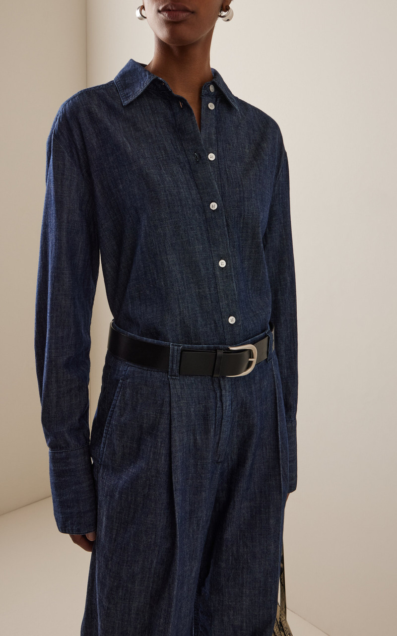 Another Tomorrow Cotto Chambray Shirt dark wash outlook