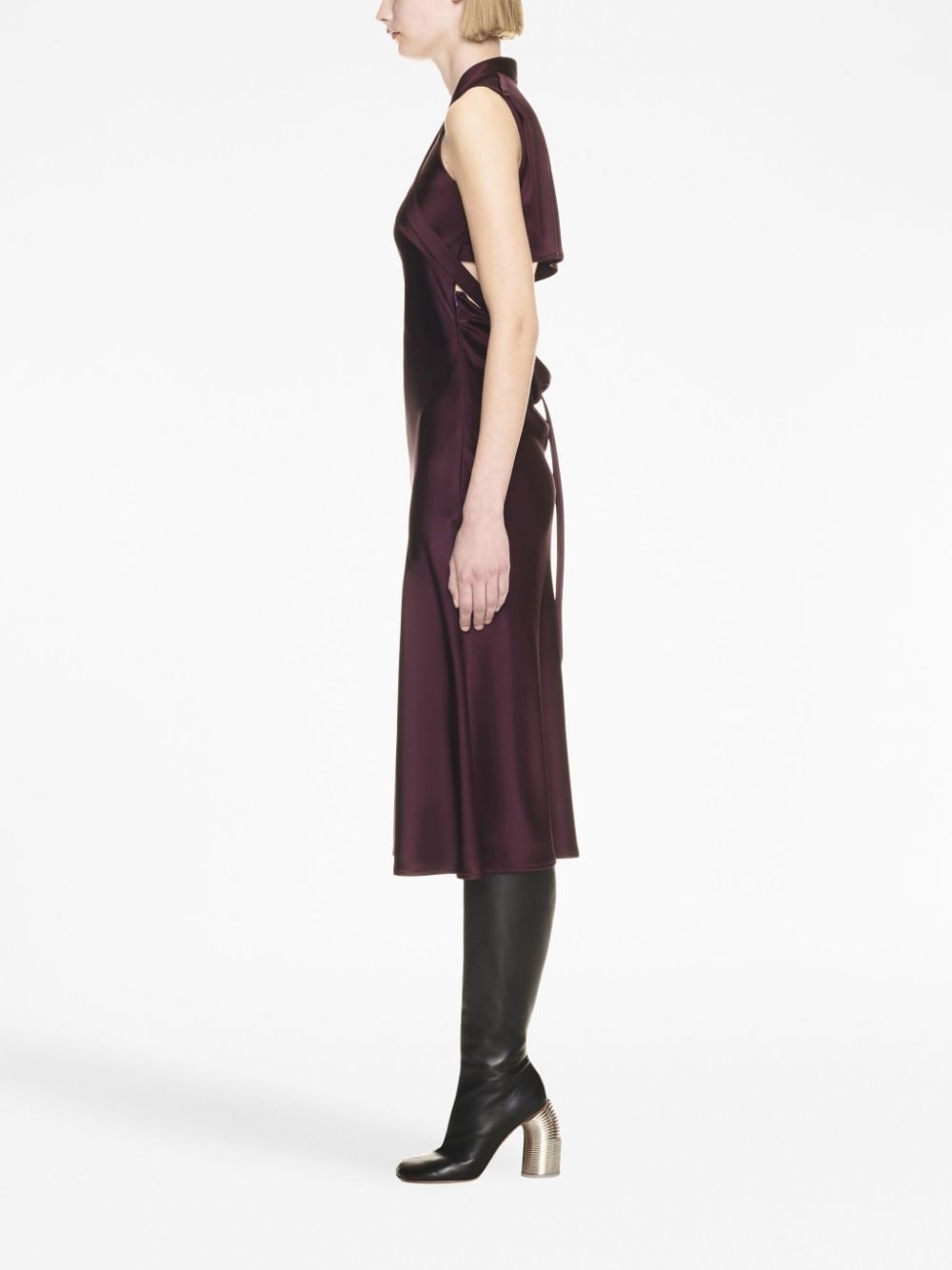 crossover-strap satin midi dress - 3