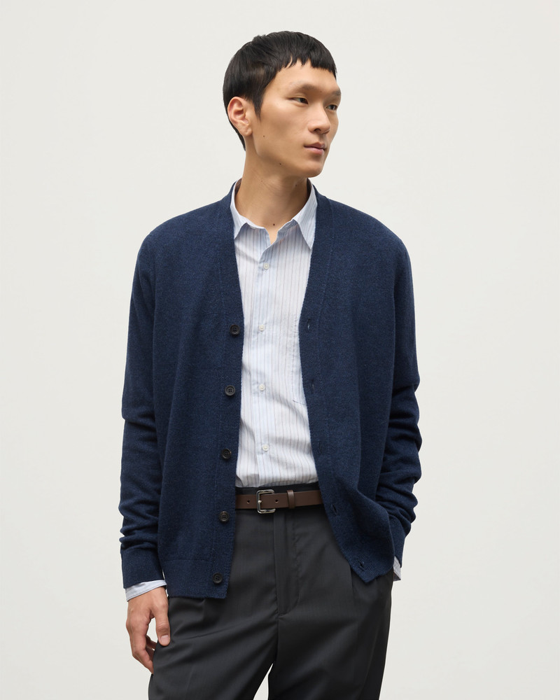 Johnstons of Elgin Rory Navy Classic Cashmere Cardigan outlook