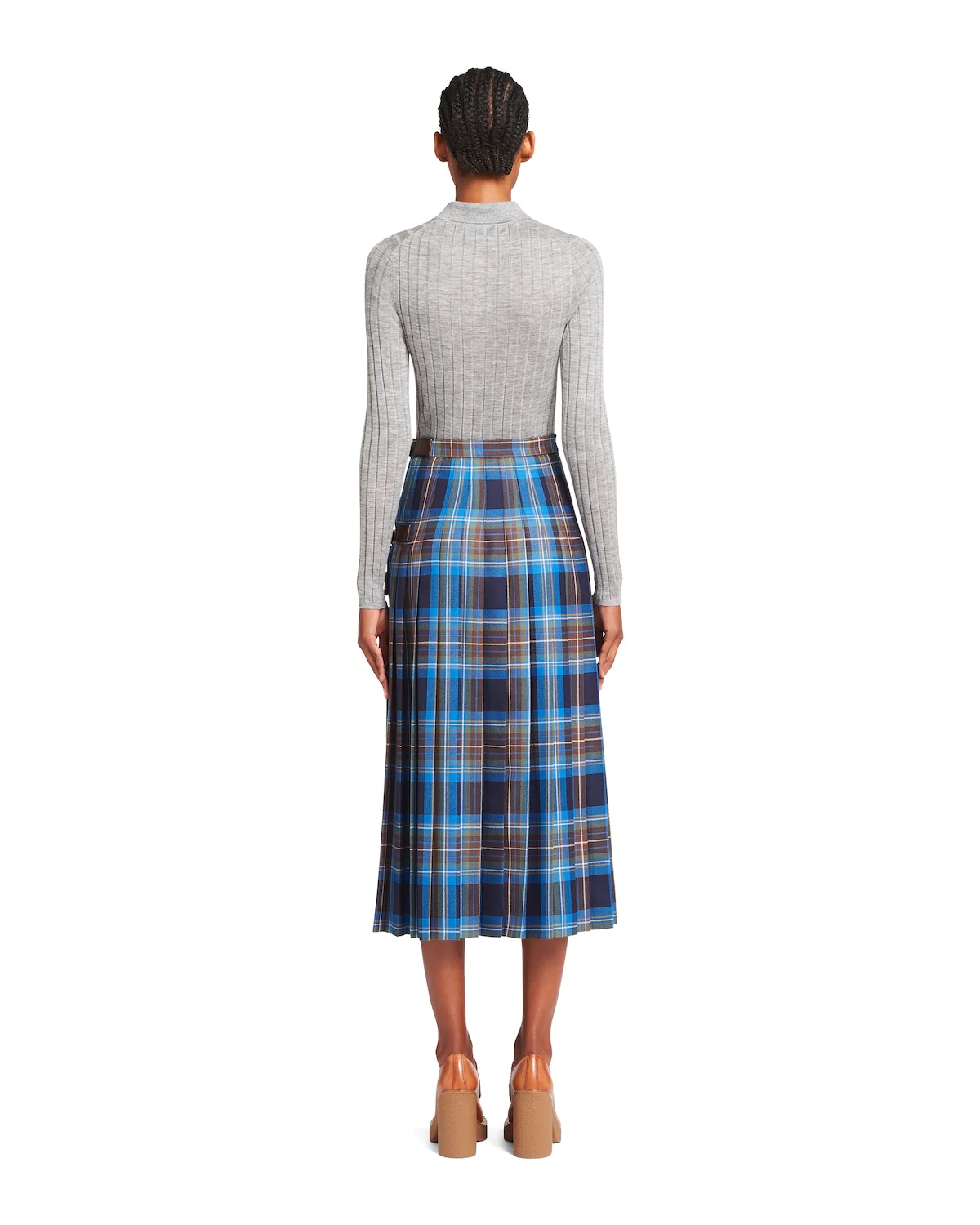 Pleated plaid skirt - 4