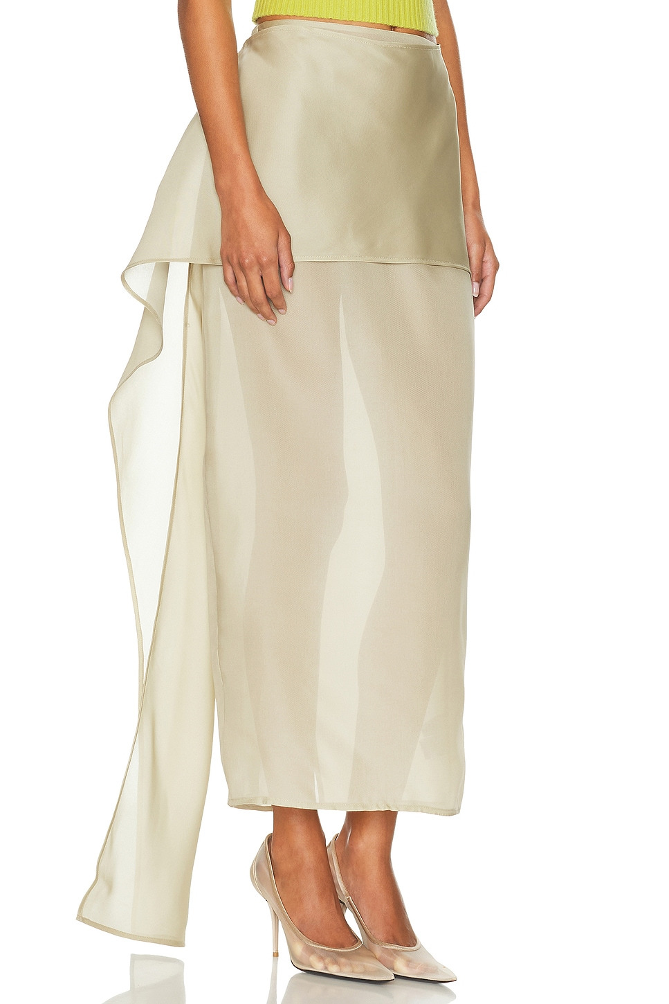 The Silk Gazar Skirt With Drape - 2