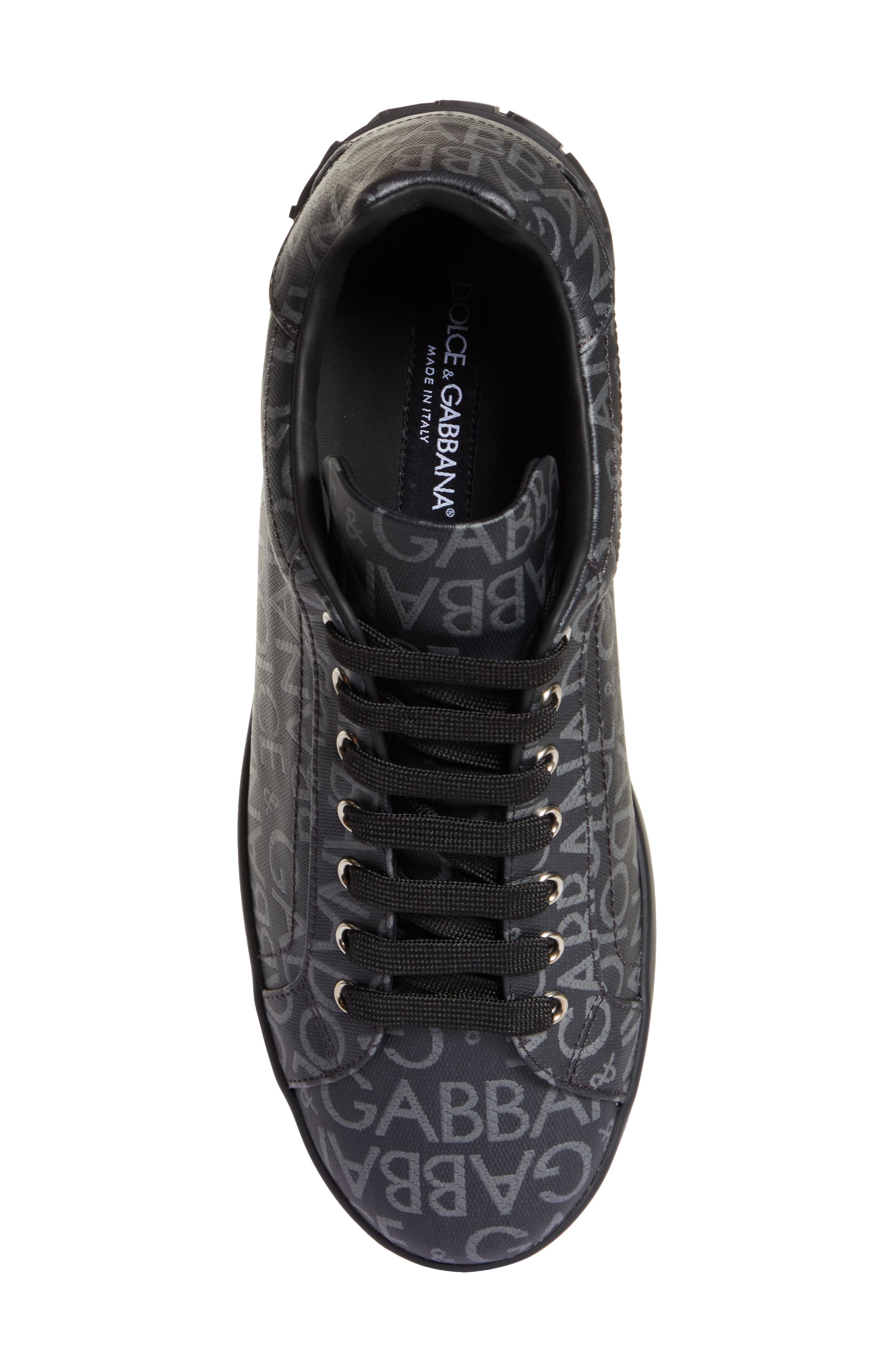 Dolce&Gabbana Portofino Logo Jacquard Sneaker in Black/Grey at Nordstrom - 5