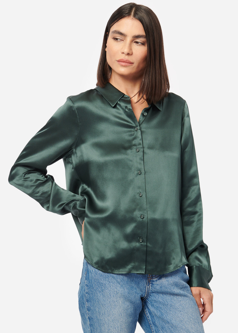 CAMI NYC CROSBY SILK BLOUSE HUNTER outlook
