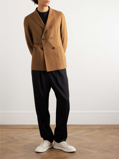 ZEGNA Double-Breasted Linen and Wool-Blend Suit Jacket outlook