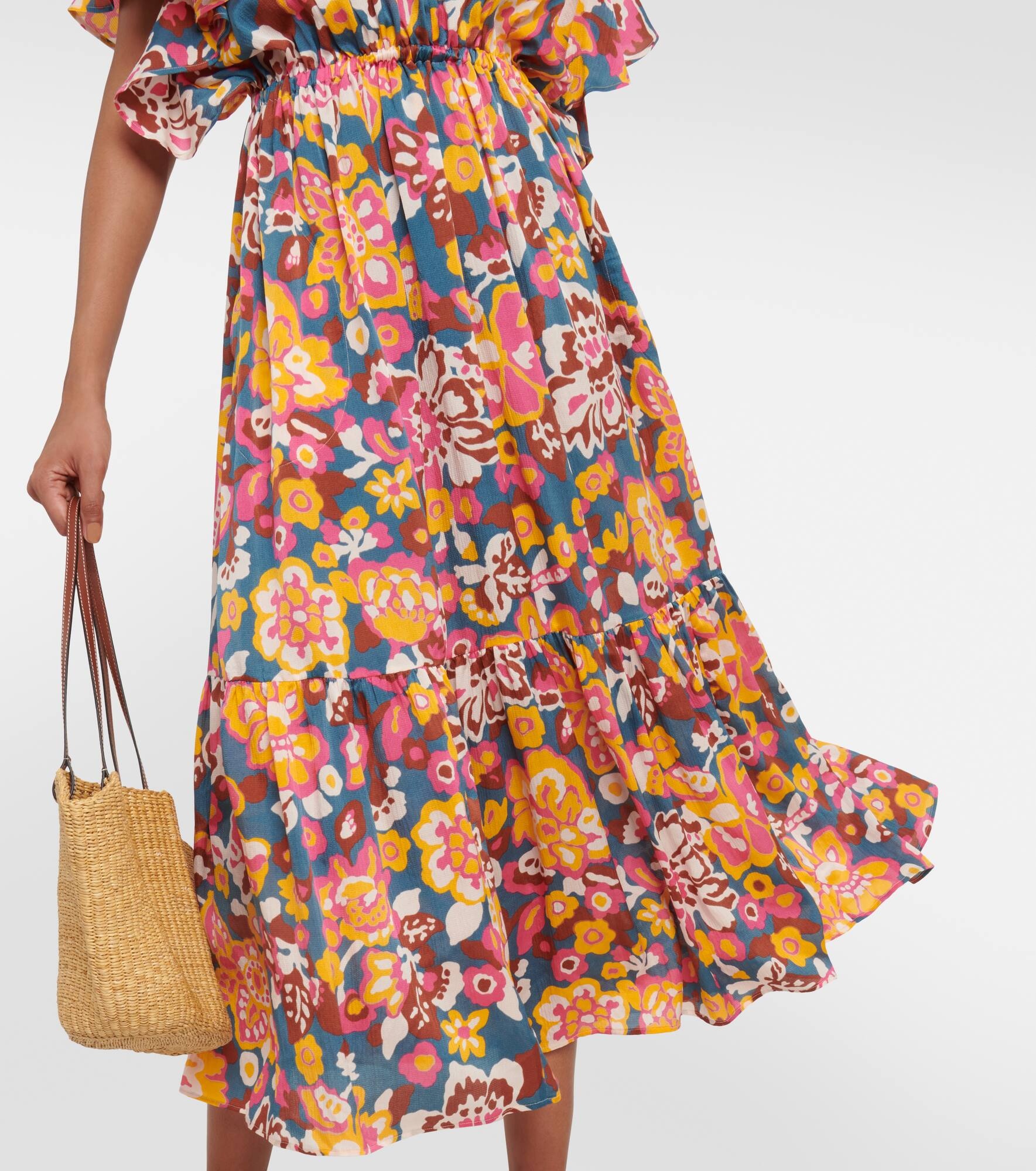 Piment floral silk and cotton midi dress - 5