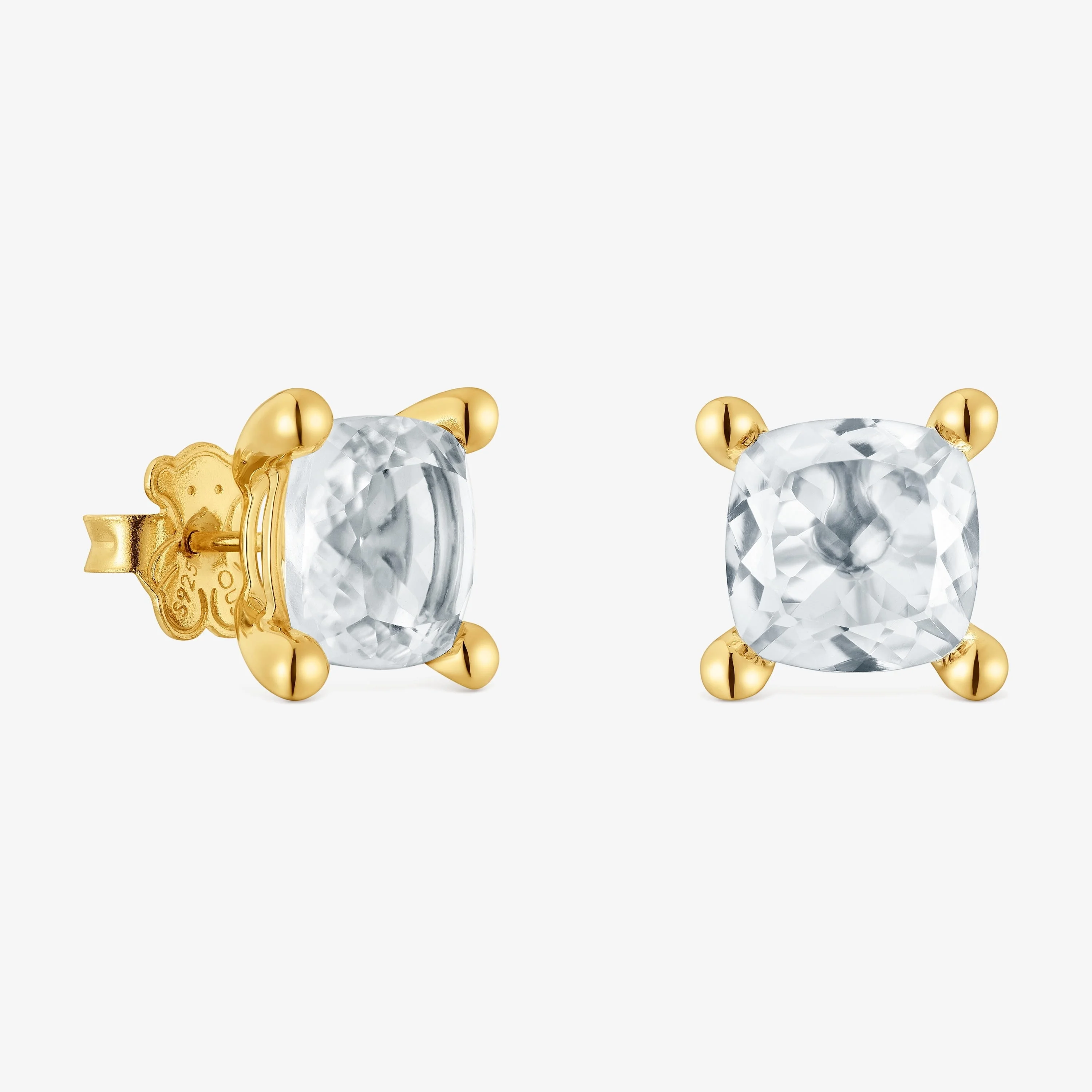 18K gold vermeil and rock crystal quartz Earrings Color White - 1