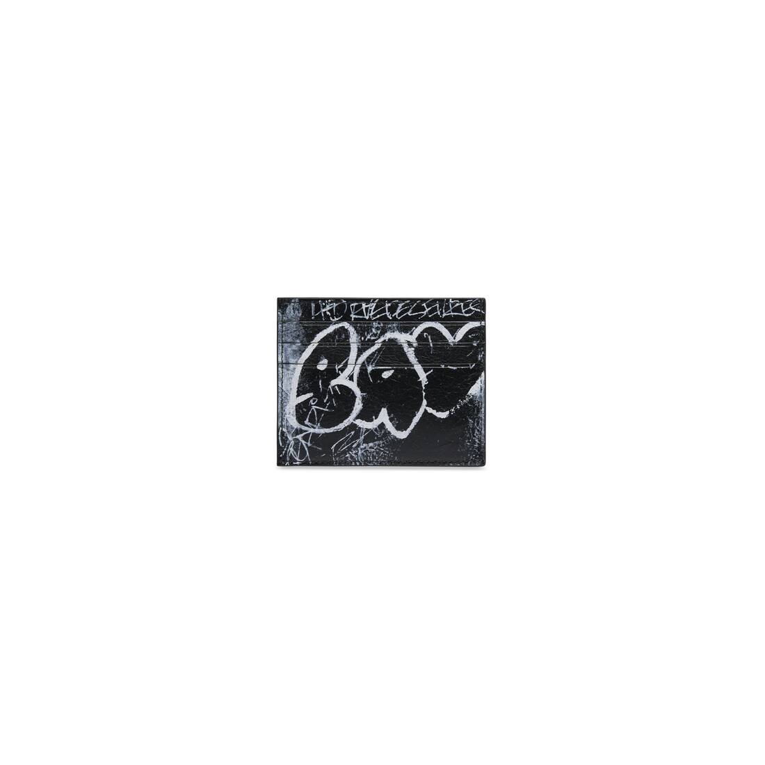 Men's Cash Card Holder With Split Graffiti  in Black - 3