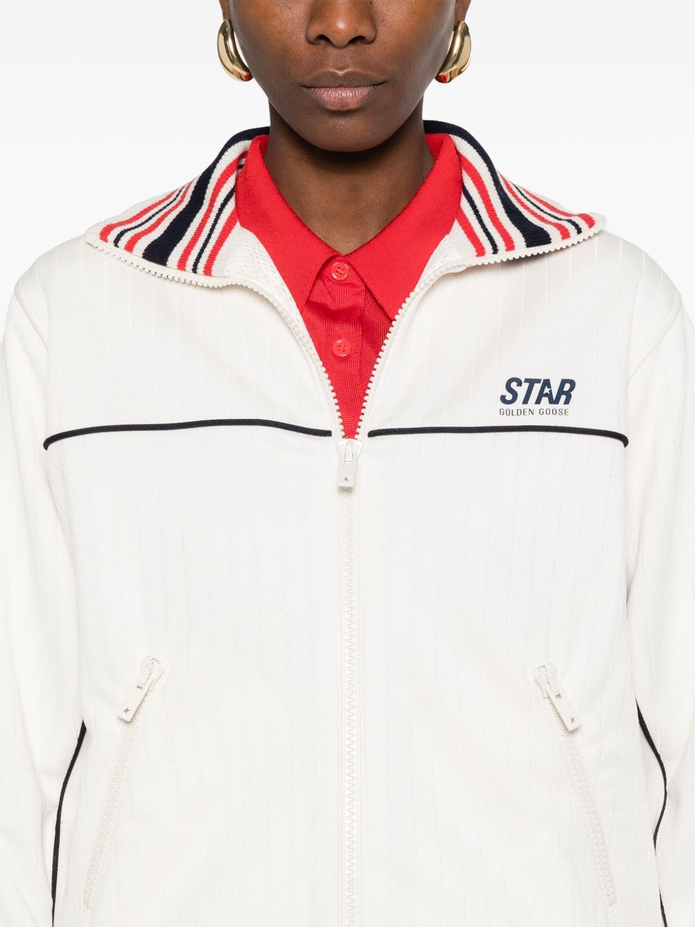 striped-trim jacket - 5